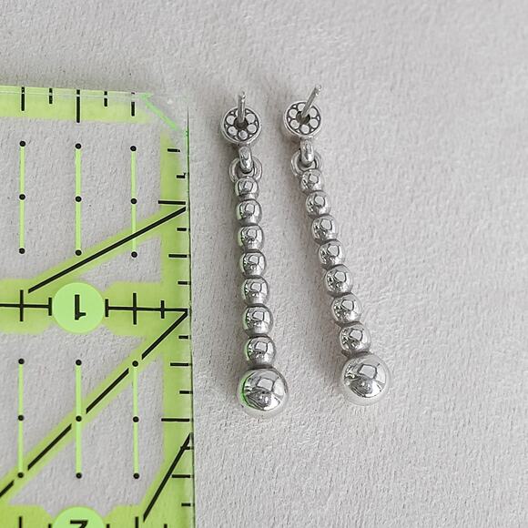 Brighton Meridian Dangle Post Back Earrings Rare Retired Silver Plated Pave - Picture 5 of 5